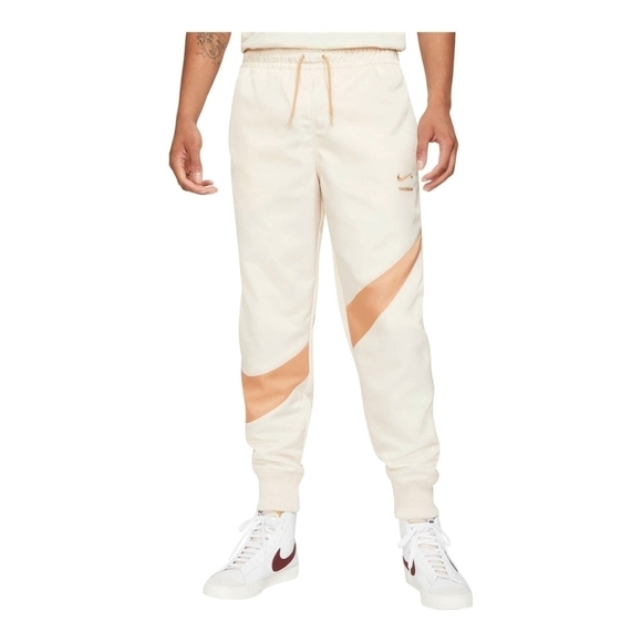 Nike Sportswear Water Repellent Swoosh Joggers Pants Mens M Beige DD6057-219
